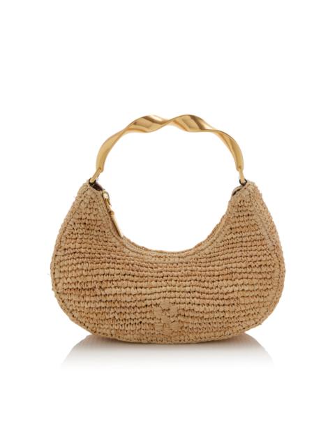 Nixi Twist Handle Raffia Shoulder Bag neutral