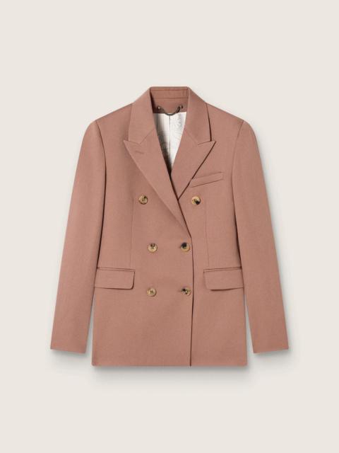 Women's double-breasted blazer in powder-pink wool