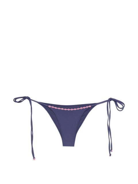 Mackenzie floral-embellished tie-side bikini bottoms