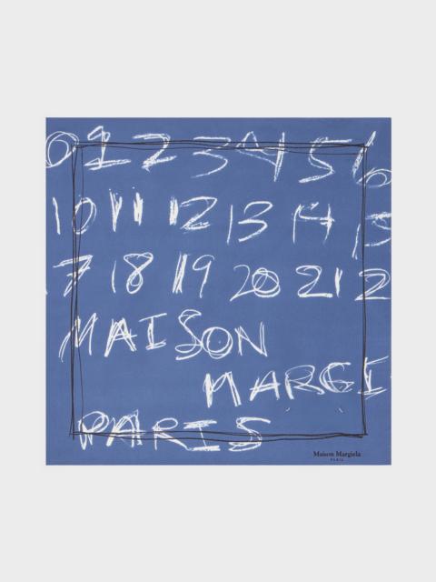 Scribbled Numerical silk foulard