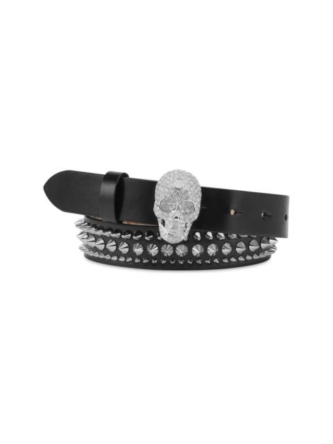 skull buckle leather belt