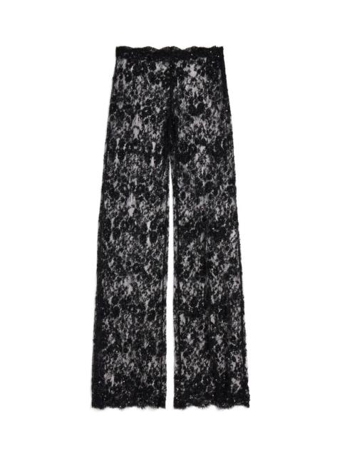 Women's Embroidered Lace Pants in Black
