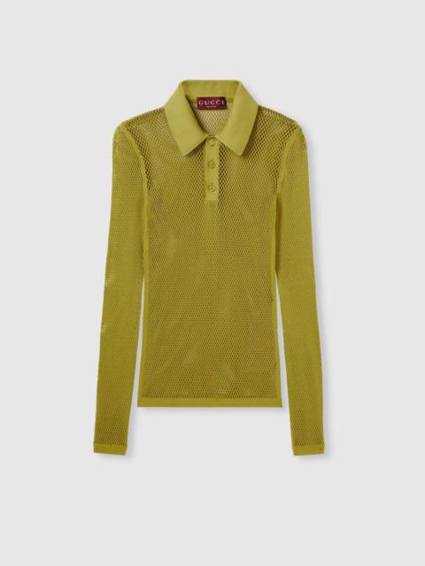 Embossed technical mesh polo top