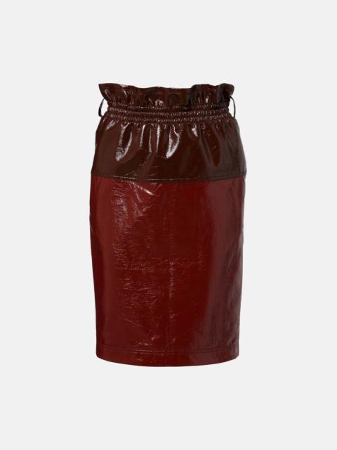 Coated cotton pencil skirt