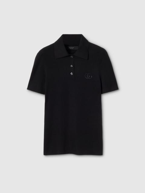 Cashmere silk polo shirt with embroidery
