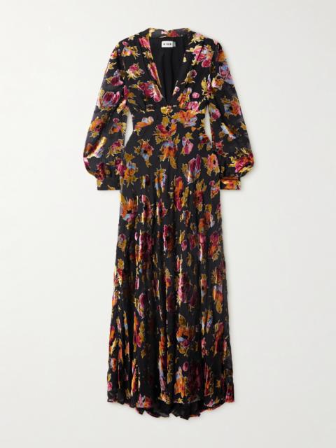 Emory Floral-print Devoré-velvet Maxi Dress
