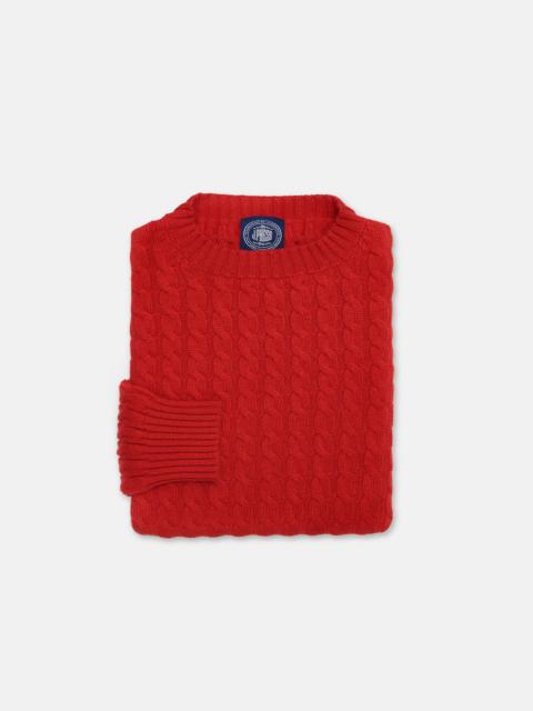 MADE-IN-SCOTLAND SCARLET CABLE KNIT CASHMERE SWEATER