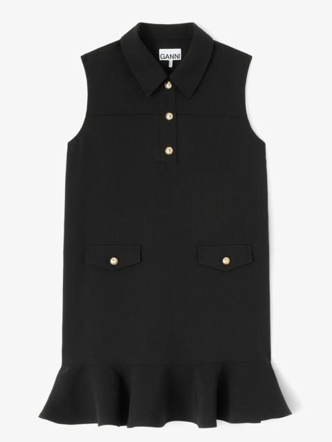 BLACK TWILL SUITING MINI DRESS