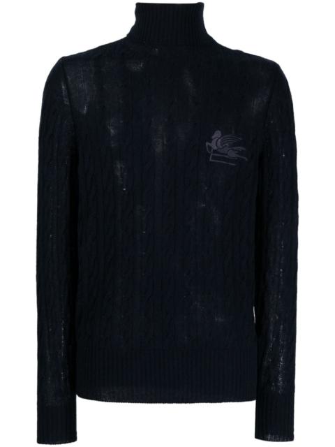 roll-neck cashmere cable-knit jumper