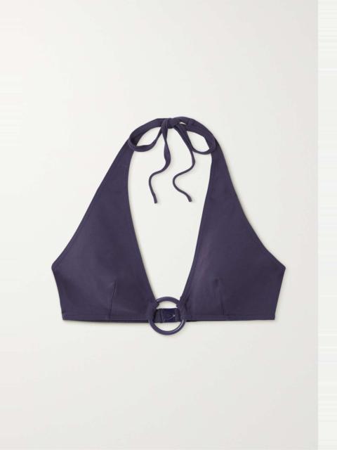 Creoles Leandra embellished halterneck bikini top