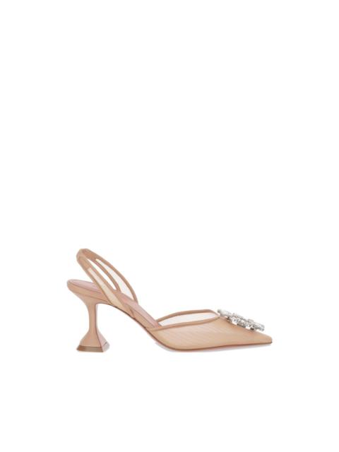 brooch-embellishment sling pumps