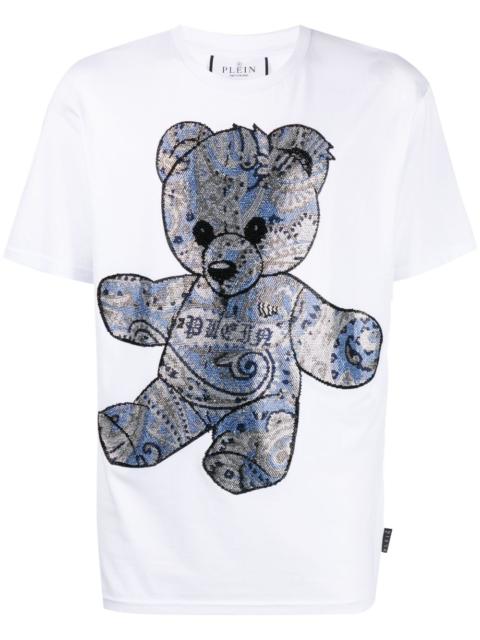 teddy-bear motif short-sleeve T-shirt