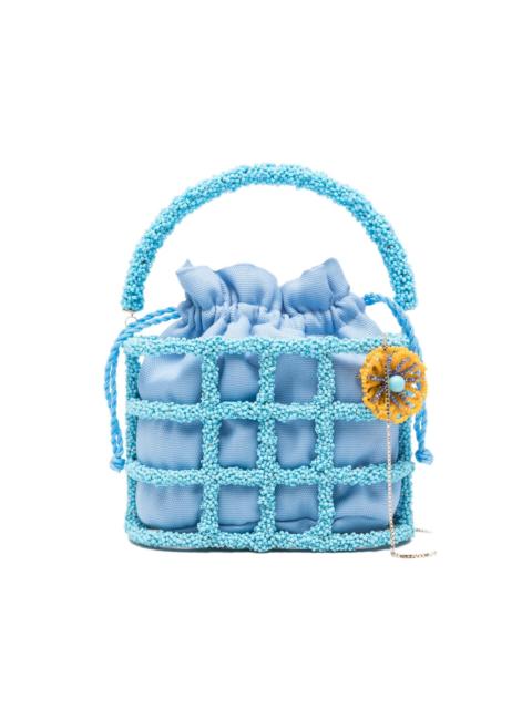 mini beaded floral tote bag