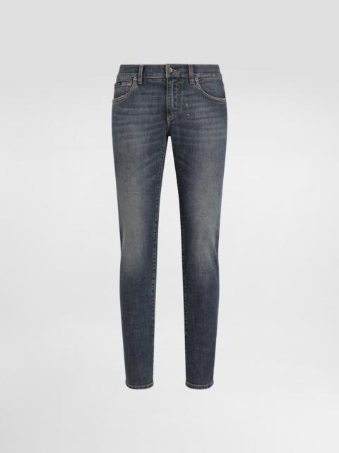 Light blue wash skinny stretch jeans