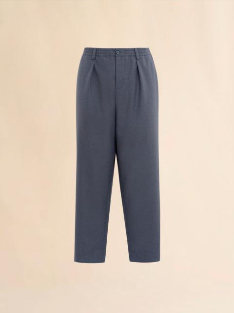 GREY TROPICAL WOOL TROUSERS WITH DRAWSTRING WAIST