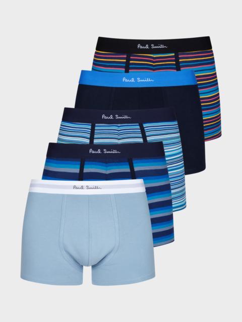 Stripe and Plain Mixed Boxer Briefs Five Pack