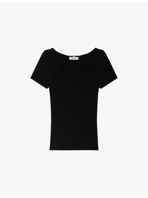 Openwork Short-Sleeve Knitted Jumper