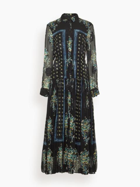 Emilie Drop Waist Long Sleeve Shirt Dress in Twilight