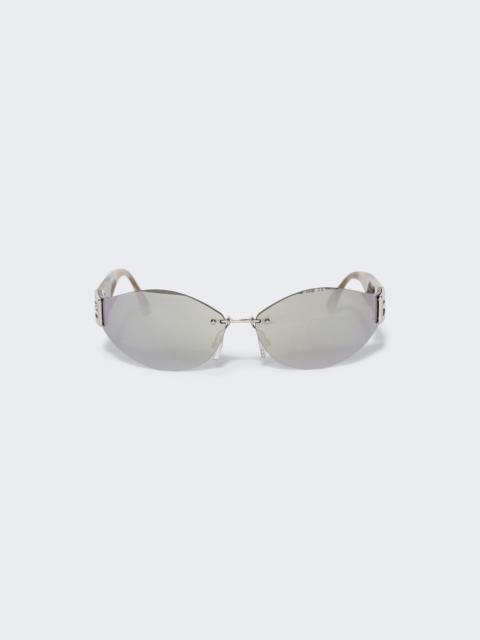 Baguette Sunglasses Shiny Palladium And Smoke Mirror
