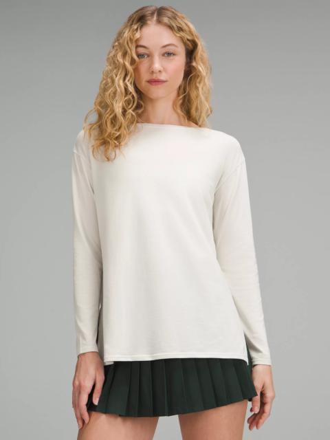 Relaxed-Fit Boatneck Long-Sleeve Shirt