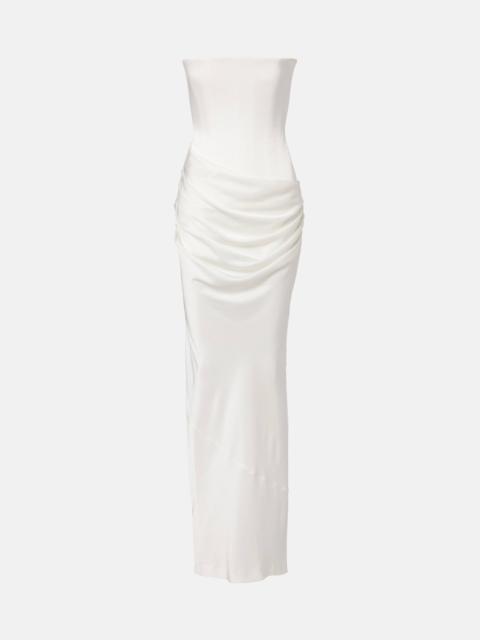 Bridal draped crêpe satin corset gown