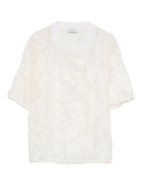 fringed crew-neck T-shirt