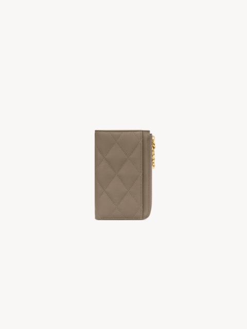 CASSANDRE BIJOU ZIP CARD CASE IN GRAIN DE POUDRE LEATHER