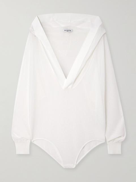 Hooded jersey bodysuit White