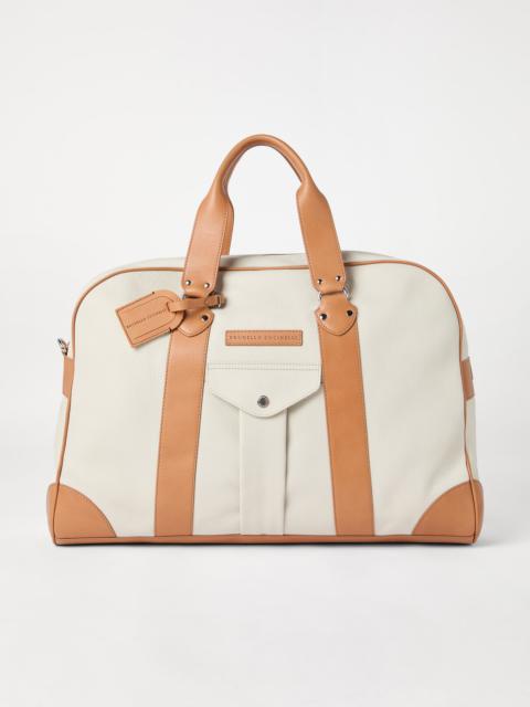 Grained calfskin and cowhide street bag