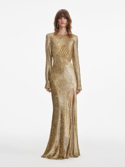 Gold Fil Coupe Maxi Dress