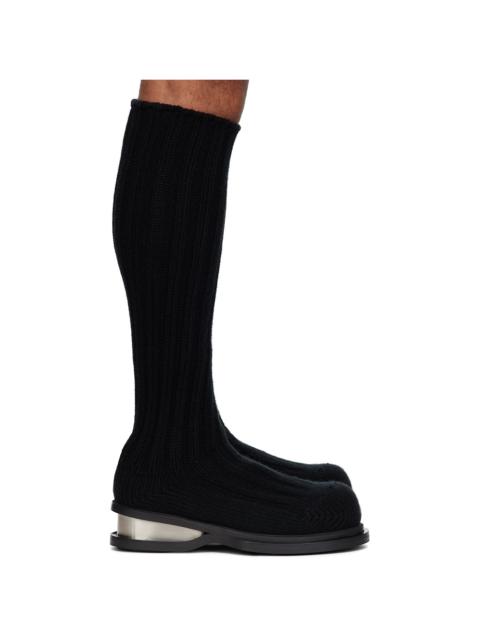 Black Knit Tall Boots