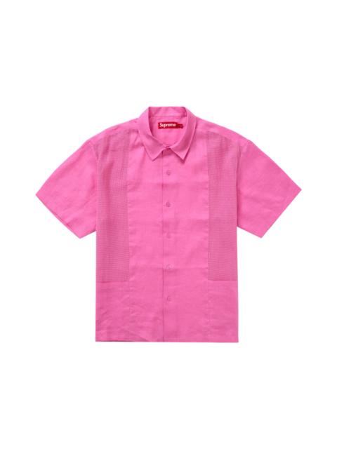 Supreme Mesh Panel Linen S/S Shirt Pink