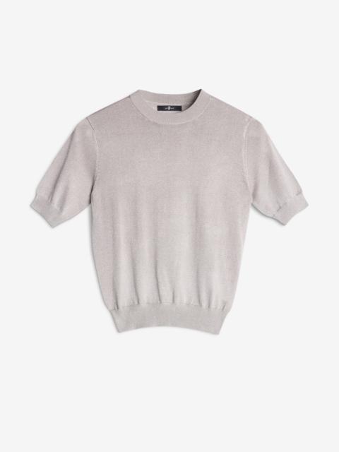 Short Sleeve Sweater in Silver Lurex