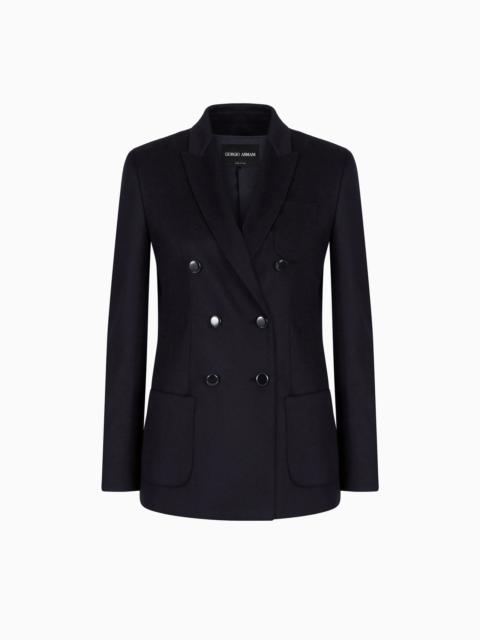 Double-breasted jacket in virgin wool and cashmere
