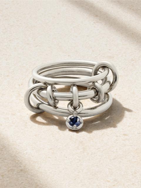 Piera Set Of Three Sterling Silver Sapphire Rings