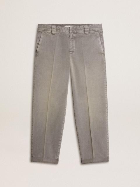 Gray-colored cotton chino pants