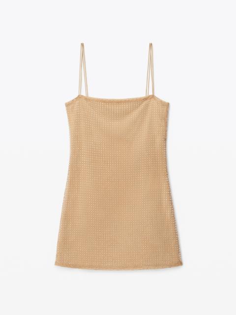 CLEAR HOTFIX SLIP DRESS IN LIGHT MESH