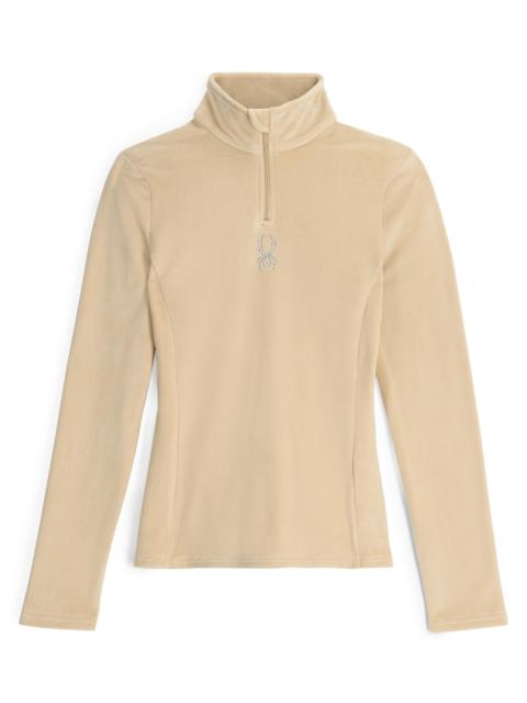 Womens Shimmer Bug Half Zip T-Neck - Sanddune