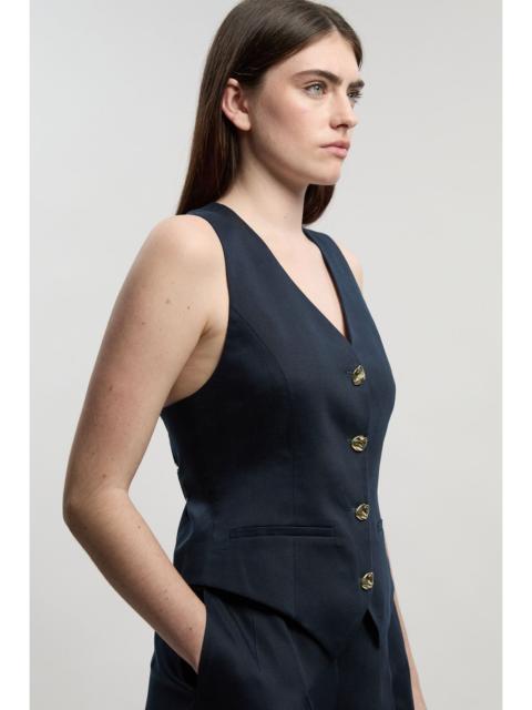 Tailored Linen Corset Back Detail Waistcoat