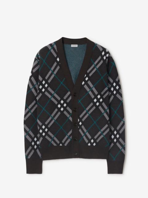 Check Wool Mohair Blend Cardigan