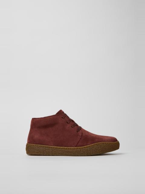 Burgundy Suede Ankle Boots for Men.