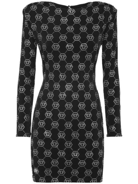 monogram padded shoulder dress