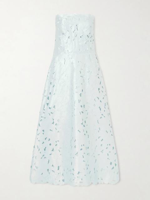 Vella Strapless Guipure Lace Midi Dress