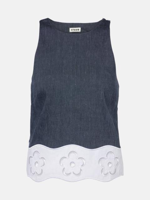 Parma pleated linen-blend tube top