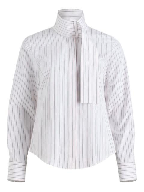 pinstripe scarf-collar blouse