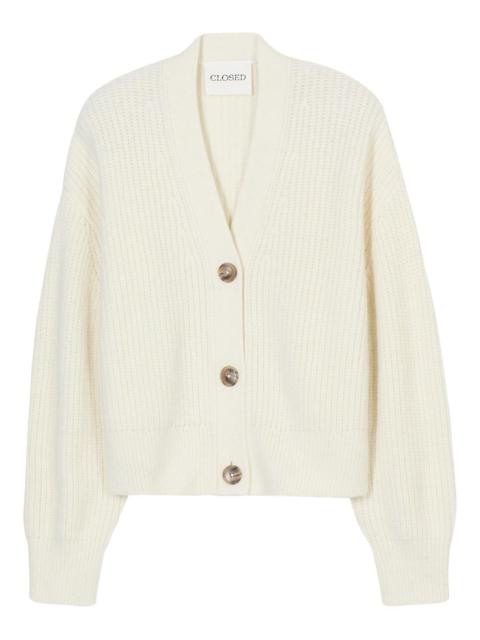 V-neck ribbed cardigan