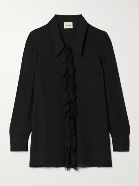 Luka Frayed Ruffled Silk Crepe De Chine Shirt