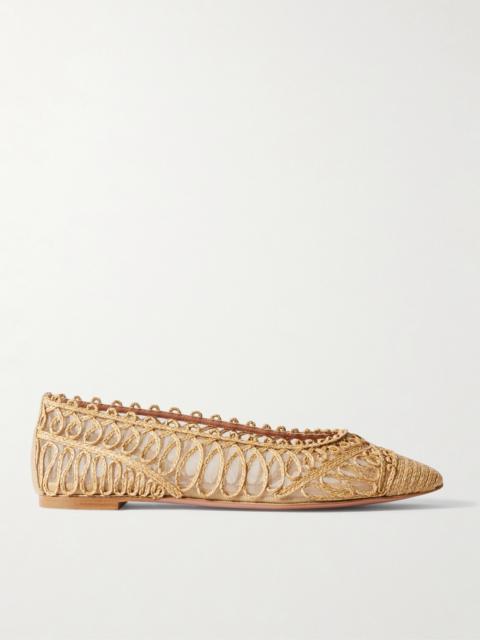 Kahlo Raffia And Mesh Ballet Flats