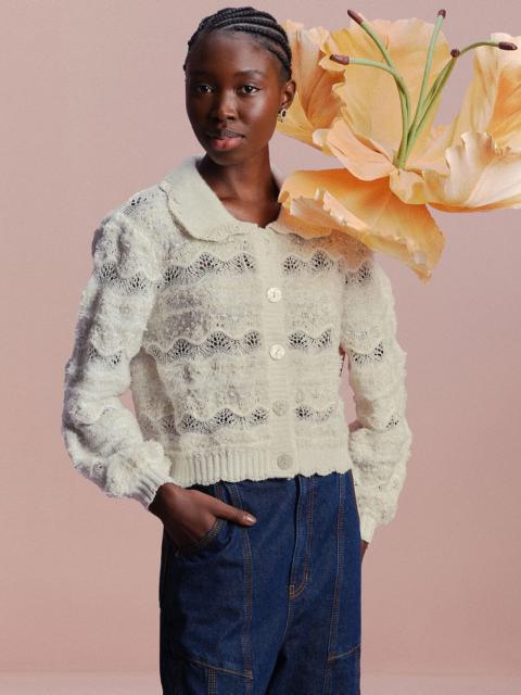 Mixed Stitches Off-White Knit Cardigan