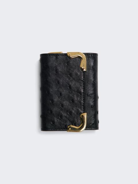 Ostrich Leather Key Wallet Black